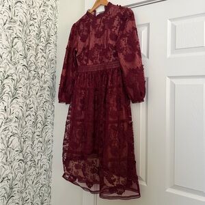 Burgundy Lace Dress (Ivy City Co, XS)